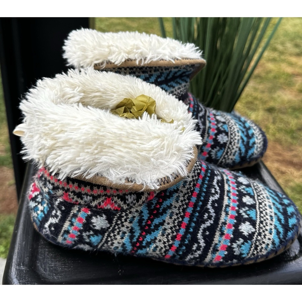 American Eagle Slipper Booties, House Shoes, Faux Fur Lined Cozy, Size 7-8 - Picture 4 of 7